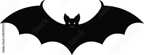 Silhouette of a bat flying with wings spread wide for halloween and spooky night vector