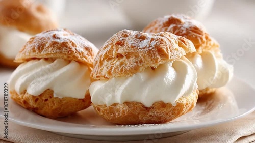 Cream puffs dessert closeup