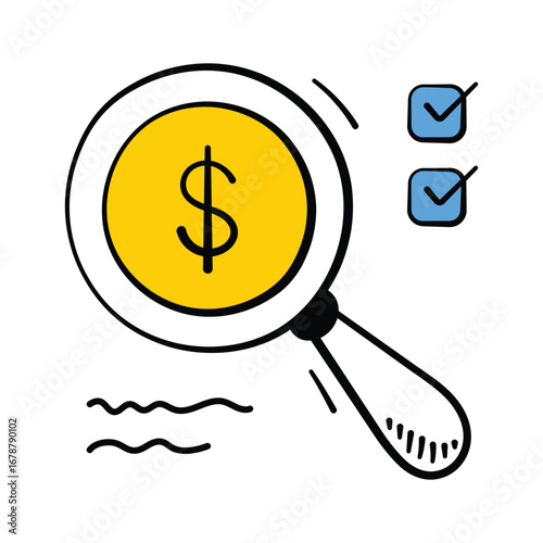 Take a look at this amazing hand drawn doodle icon of financial search