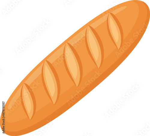 Crispy golden baguette bread baked fresh for delicious sandwiches and breakfast meals vector
