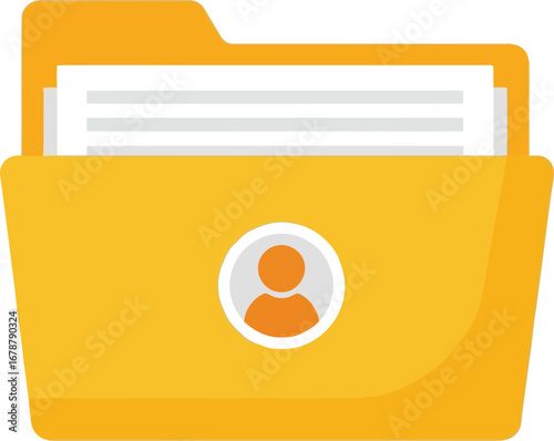 Digital archive management user profile folder icon organized data concept flat illustration vector