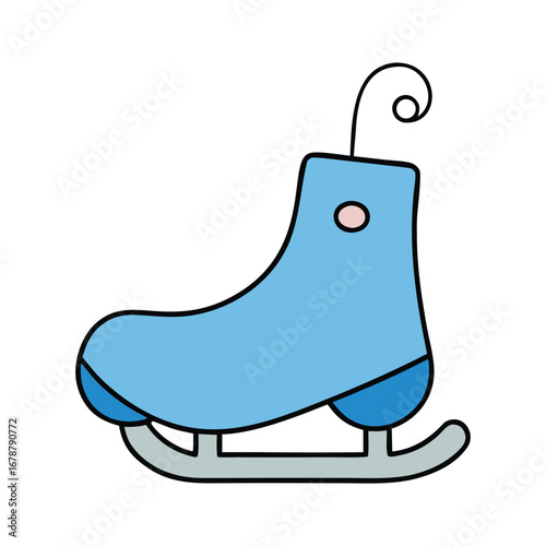 Blue Ice Skate Ornament Vector Design Winter Holiday Illustration.