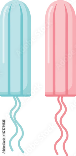 Feminine hygiene tampons clean pastel colors with applicator isolated on white vector