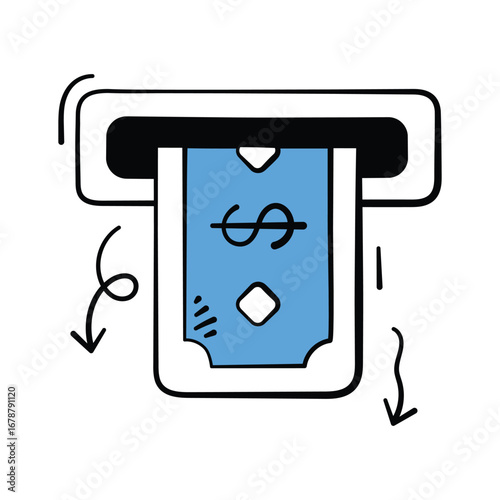 ATM machine icon for banking, finance, money withdrawal, payments.