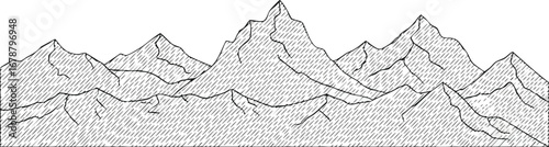Striking mountain range illustration perfect for outdoor adventure and exploration themes