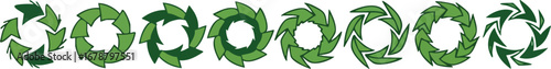 Dynamic green circular arrow icons symbolizing sustainability and recycling processes