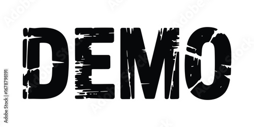 Distressed black demo text on white background