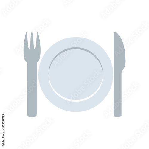 fork and knife on plate. vector illustration