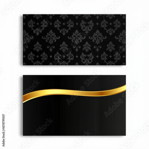 Business Card set Elegant black and gold decorative background with ornate pattern  