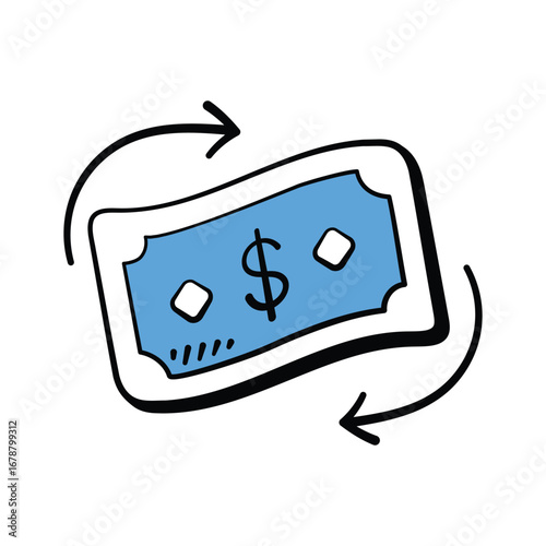 Take a look at this amazing hand drawn icon of money flow in modern style