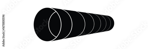 Black conical tube with white rings against a white background