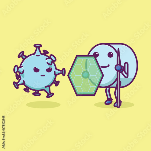 Simple Fighting Cough and Phlegm cartoon vector illustration Collection of Pharmacy day concept icon isolated