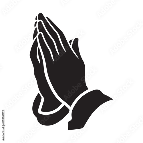 Black Silhouette of Hands Clasped in Prayer