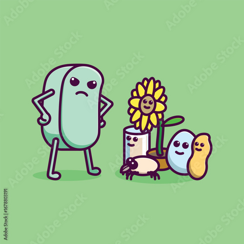 Simple Medicine vs Allergies cartoon vector illustration Collection of Pharmacy day concept icon isolated