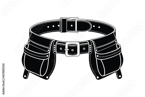 Black and white illustration of a leather tool belt