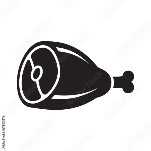 Stylized Meat Leg Icon with Bone Cross-Section Detail