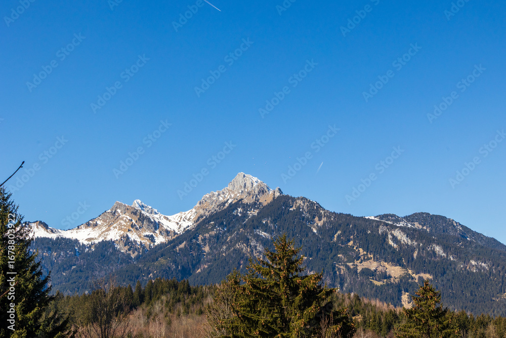 Fototapeta premium Säuling mountain peak in the Bavarian Alps, March 2025