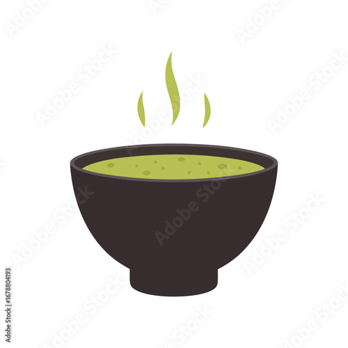 Elegant vector art of matcha slim in a pot with fresh green leaf, isolated on white background. Ideal for wellness, organic tea, and natural lifestyle designs.