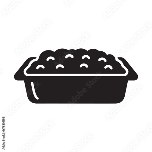 Black Silhouette Icon of a Casserole in a Baking Dish