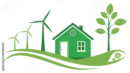 Green home powered by wind energy and nature