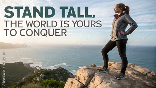 Stand Tall The World Is Yours To Conquer Motivational Message.