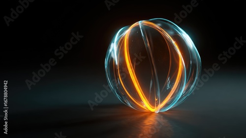 A vibrant energy orb against a dark backdrop, a symbol of innovation and futuristic design. The dynamic play of light and shadow makes this image both mesmerizing and technologically evocative