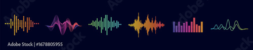 A set of sound wave equalizers in futuristic colors