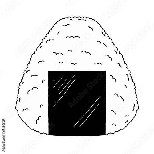 Onigiri rice Ball triangle hand drawn doodle icon outline