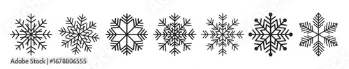Wallpaper Mural Snowflakes icon collection isolated on white. Vector Christmas and New Year decoration elements Torontodigital.ca