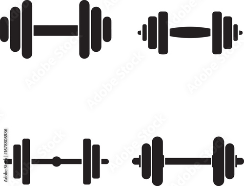 Dumbbell icons black weight fitness
