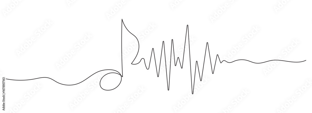 Obraz premium One continuous editable line drawing of musical note. Vector illustration.