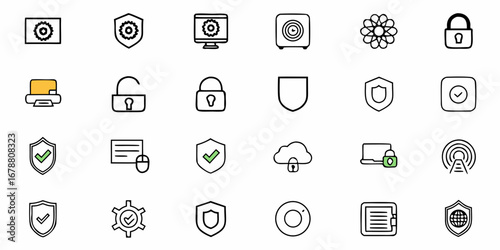 Enhance your security with these professional line icons for web and application development projects