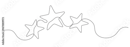 Continuous one editable line of stars. Minimalistic vector drawing