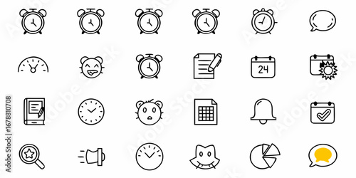 Collection of Doodle Icons: Time, Calendar, and Communication