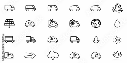 Set of Transportation and Environmental Icons