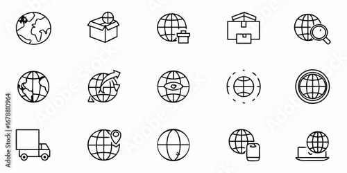 Global Logistics and Shipping Icons