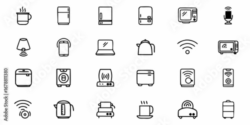 Modern smart home appliance icons for digital and print design