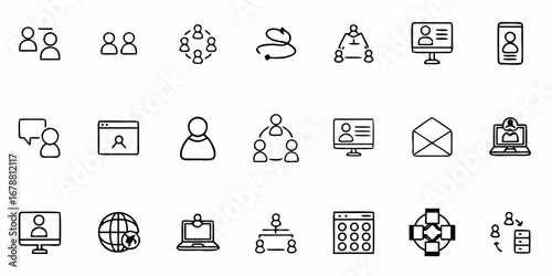 Modern communication and business network icons streamline digital interactions and team collaboration
