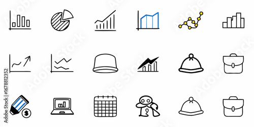 Dynamic business icons showcase growth, finance, and planning for modern professional success