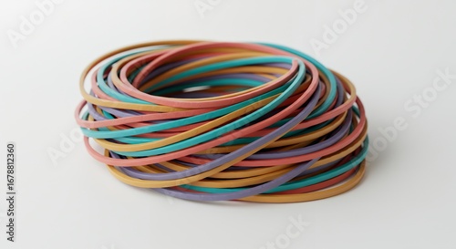 Wallpaper Mural Colorful Rubber Bands Stacked on White Background Torontodigital.ca