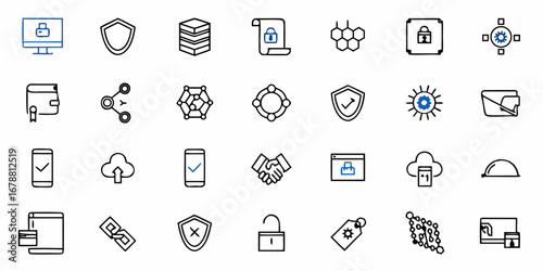 Modern tech icons for security, finance, and data management, conveying trust and innovation
