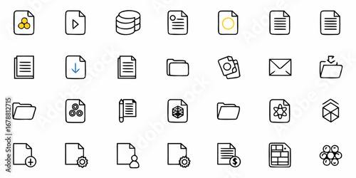 Modern business document and file icons for digital organization and workflow management