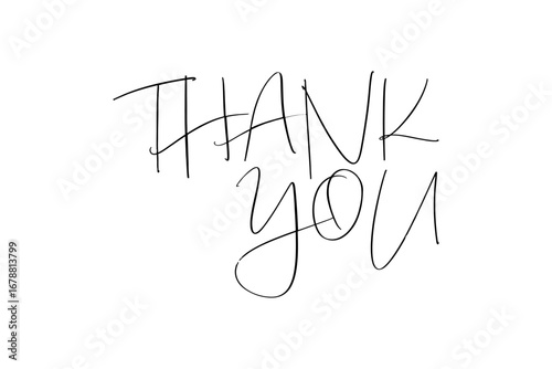 THANK YOU - 手書き風の書体で書いたThank you（ありがとう）の文字（カリグラフィー）

