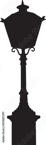 Victorian street lamp in silhouette.