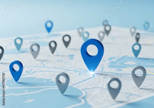 Map with many location markers