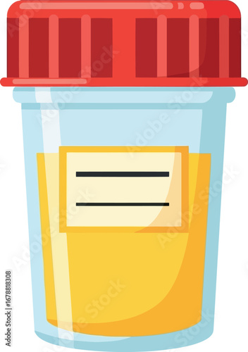 Medical urine specimen container with red cap diagnostic lab testing health checkup vector