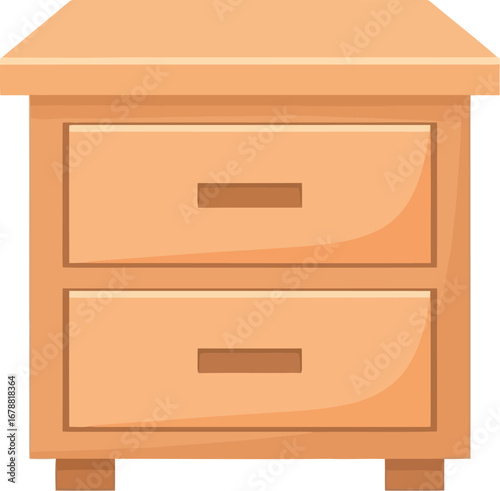 Light wood nightstand two drawer bedside table for bedroom decor vector