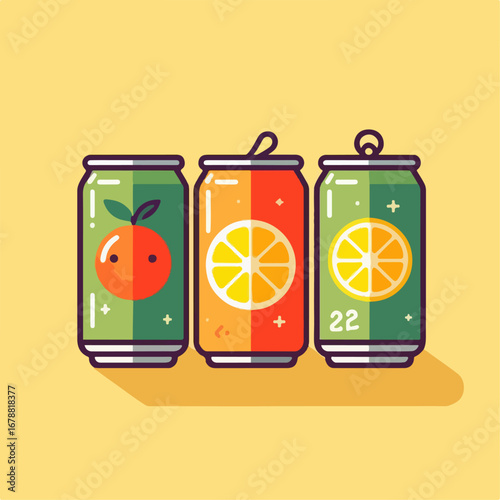 flat illustration of canned drinks