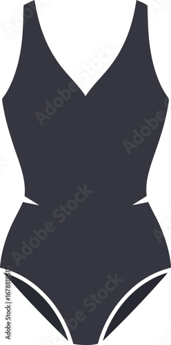 Sleek one-piece swimsuit silhouette elegant beachwear fashion minimalist design vector