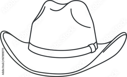 Western cowboy hat outline illustration isolated simple line drawing vintage american style vector